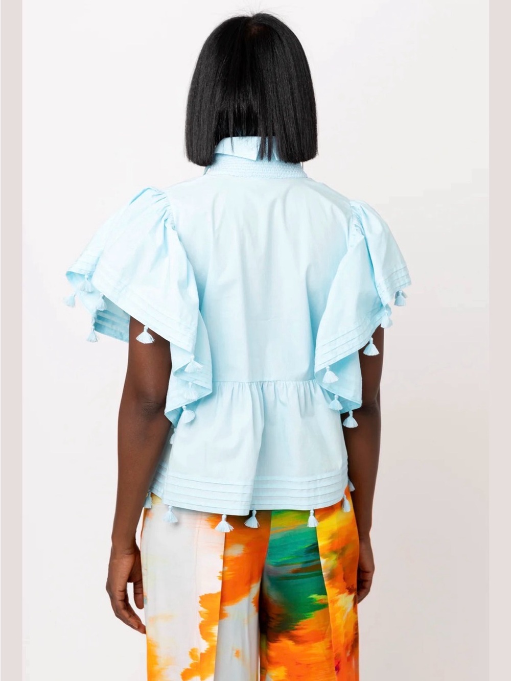Hope for Flowers Tracy Reese XL Light Blue Organic cotton Crochet-Edge Blouse - Picture 4 of 9